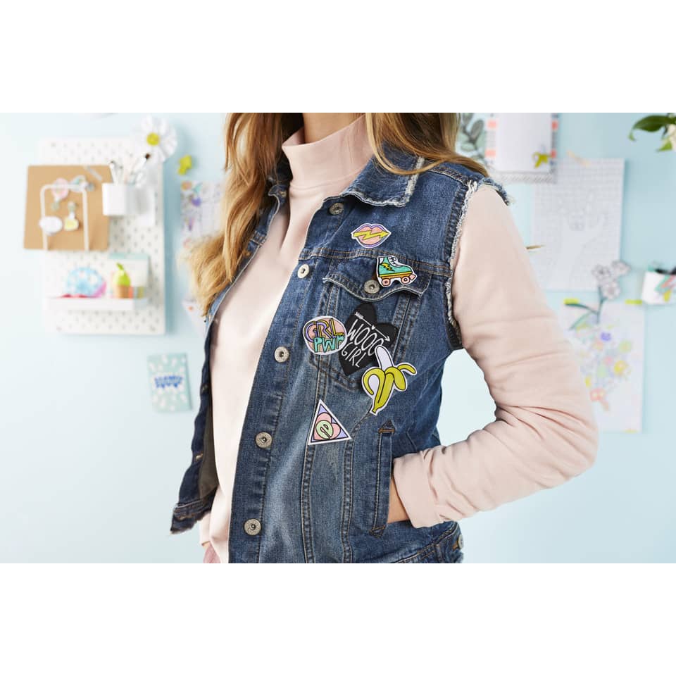 Jeansjacke,  Denim, Aufnäher, Patches, Langarmshirt
