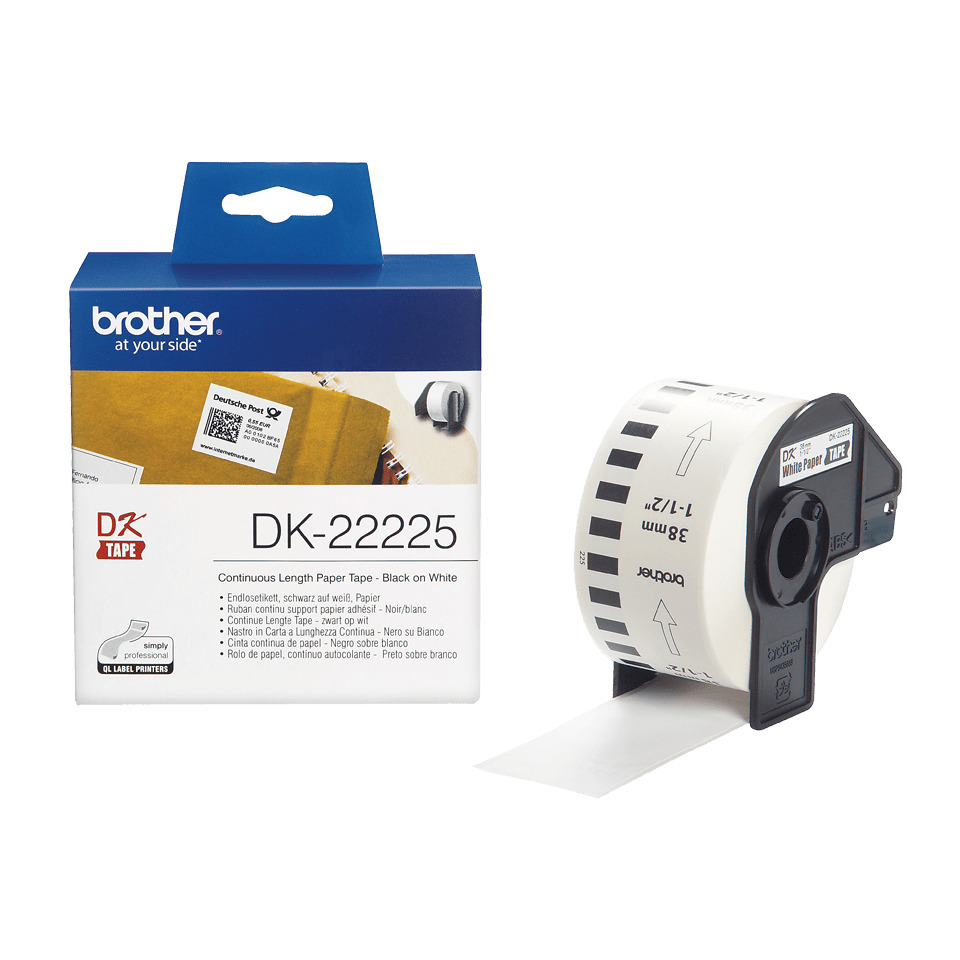 Druckerbänder, Etikettenspule, Tape, Brother DK-22225, White Paper Tape