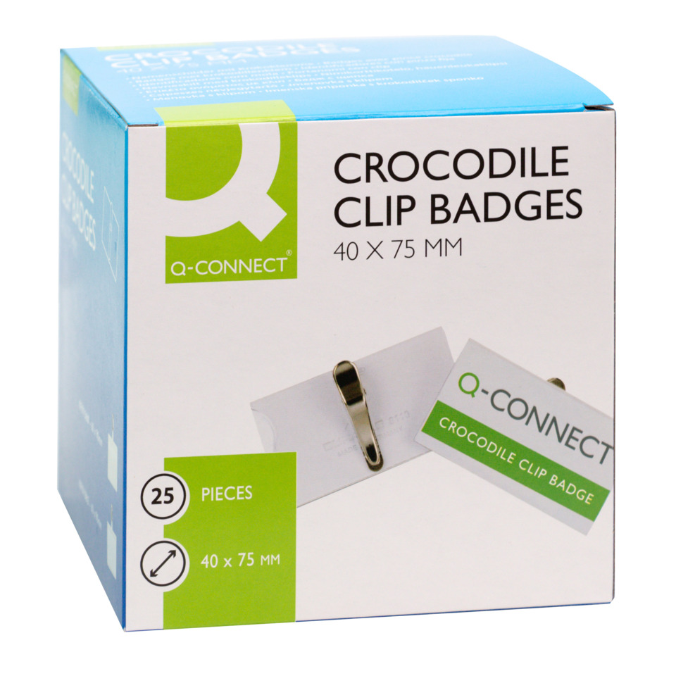 Crocodile Clip Badges, Büroklammern, 40x75 mm, 25 Stück, Abziehbare Abzeichen