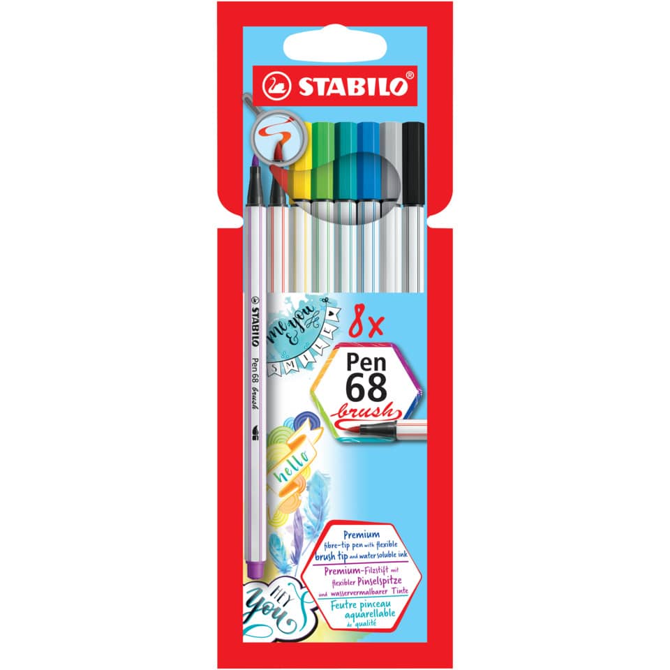 Stabilo, Pen 68, Pinselstifte, Marker, Set 8x
