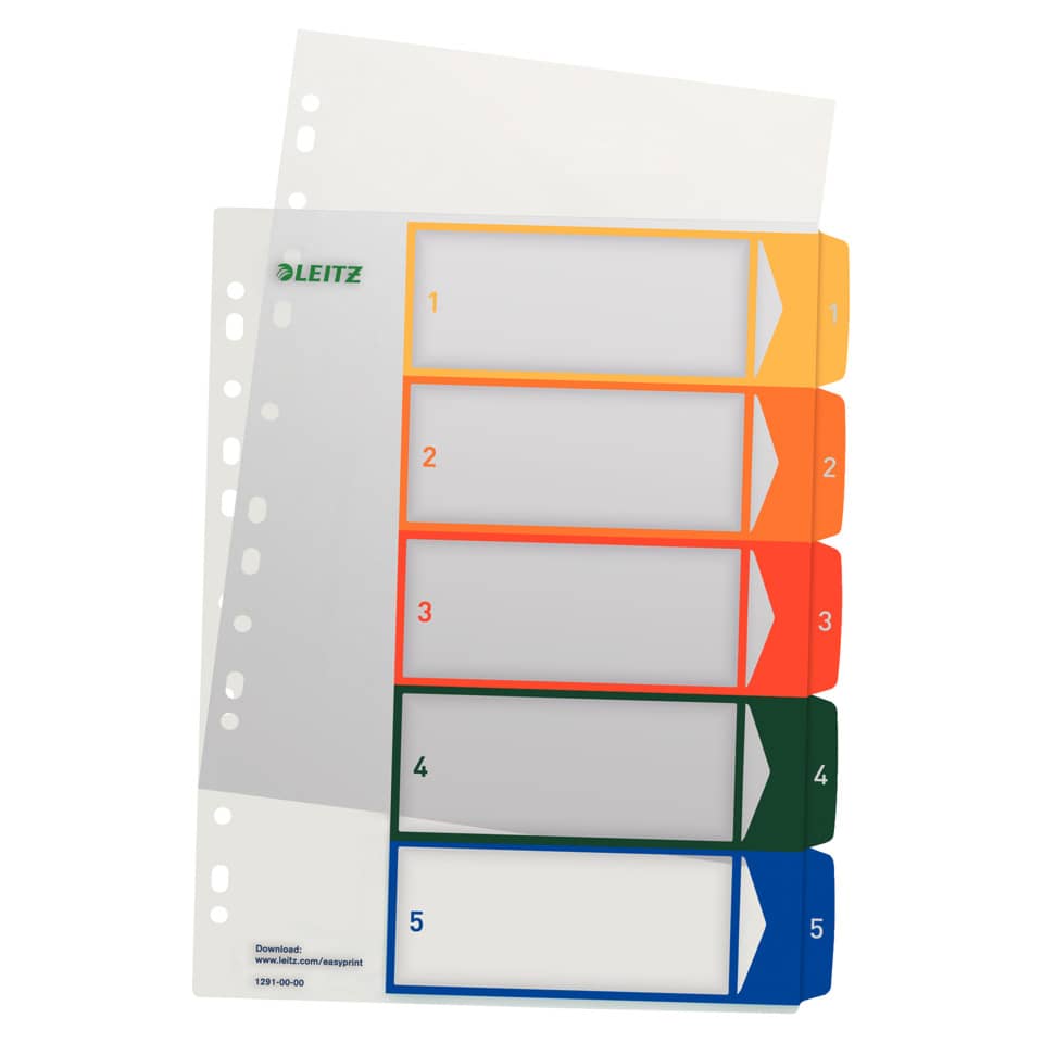 Ordner, Trennblätter, bunte Register, Leitz, Kunststoffblatt