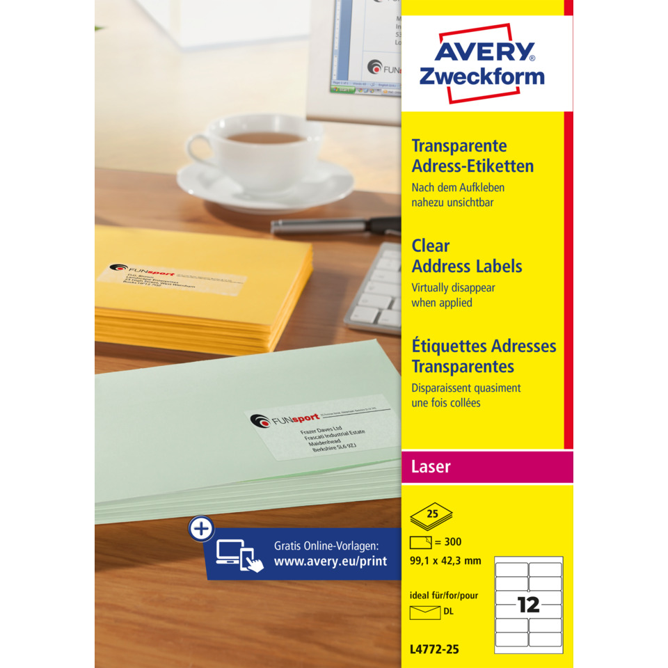 Ordneretiketten, Adresseetiketten, Transparente Etiketten, Brieftasche/Briefumschläge, Laseretiketten
