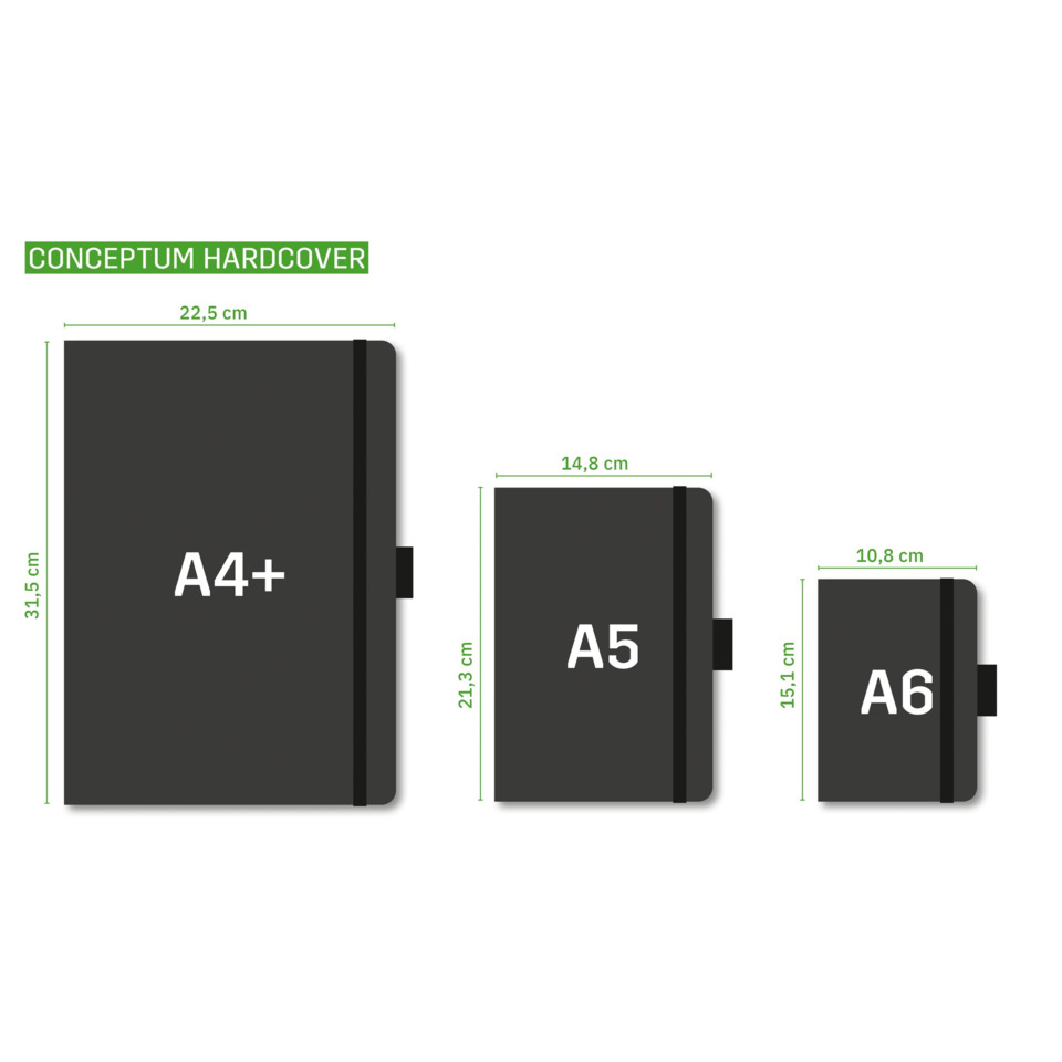 A4+, A5, A6, Hardcover, Notizbuch