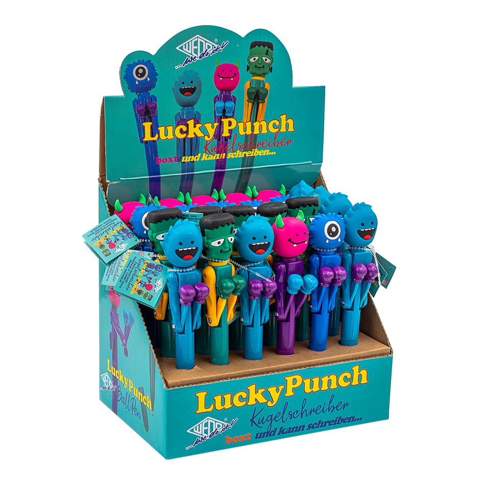 Kugelschreiber, LuckyPunch, Kugelaufsatz, Mehrfarbig, Display Box