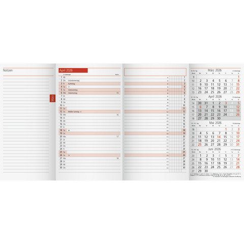 Ersatzkalendarium 2026 - Modell TM 12, 8,7 x 15,3 cm, 1M/2S RIDO 70-40 300 006