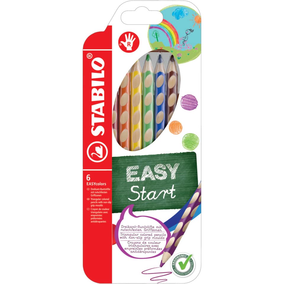 Buntstifte, Buntstifte-Set, 6 Stifte, Kinderset, Dreikant-Buntstifte