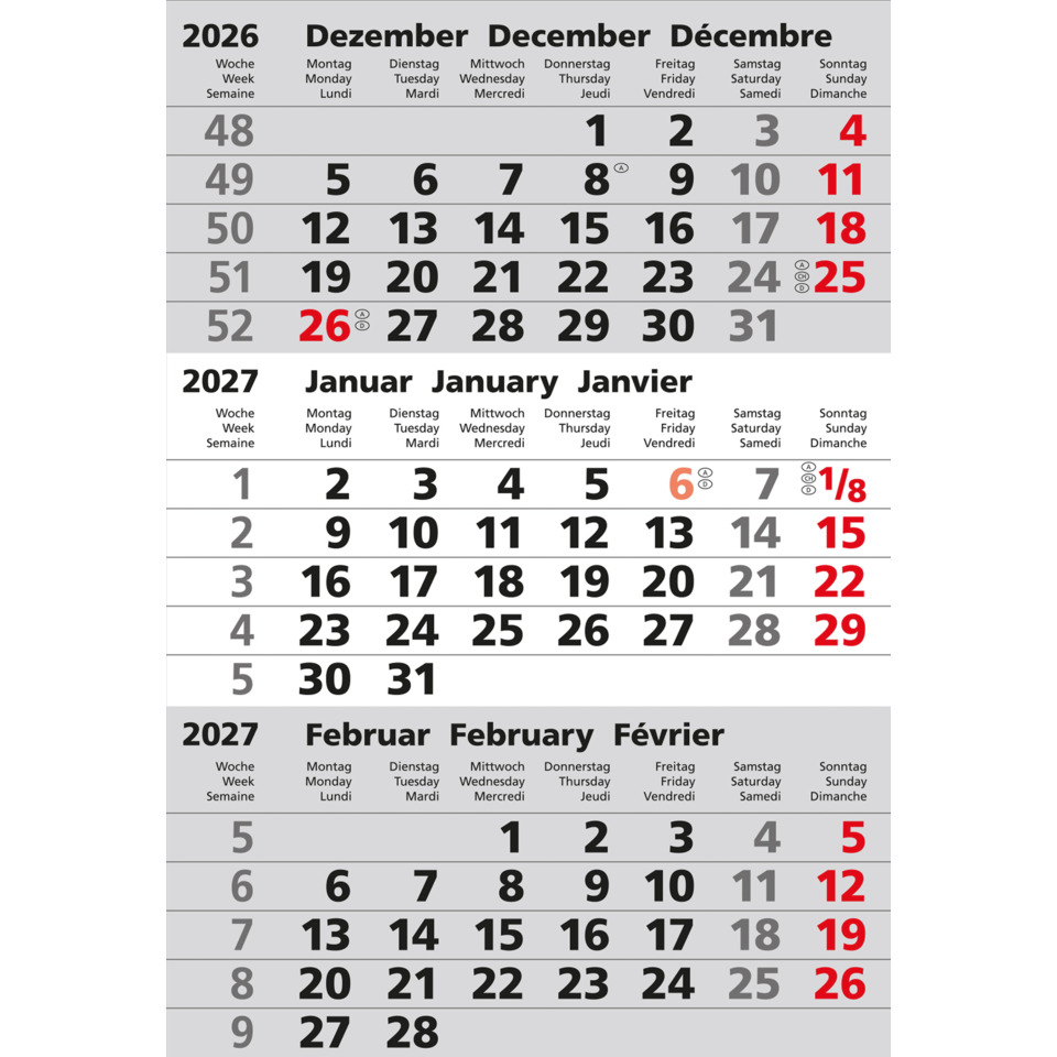 Kalender, Wandkalender, Datumsgitter, Monatskalender, Deutsch
