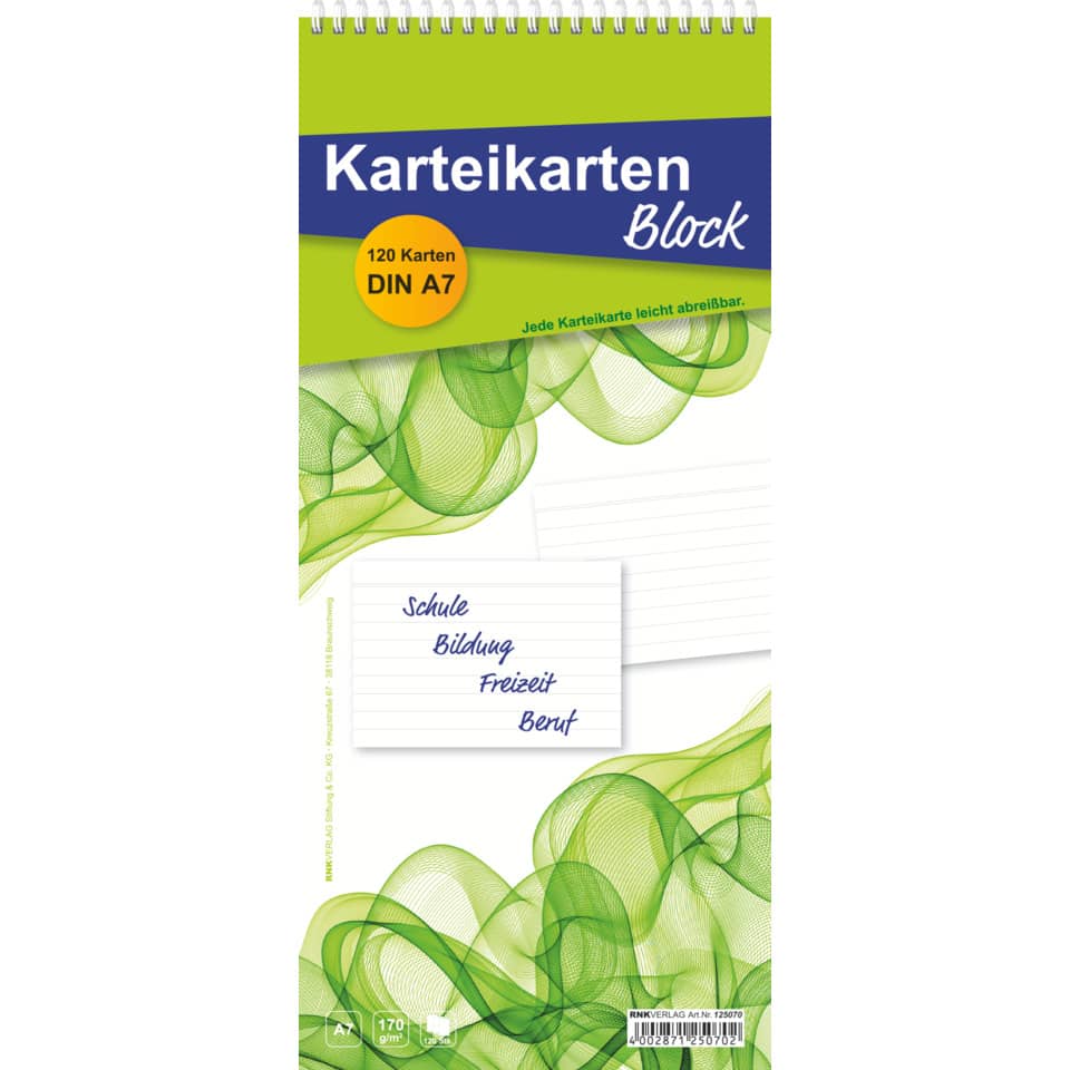 Kartenblock, Karteikarten, DIN A7, Schreibpapier?, Papierblock