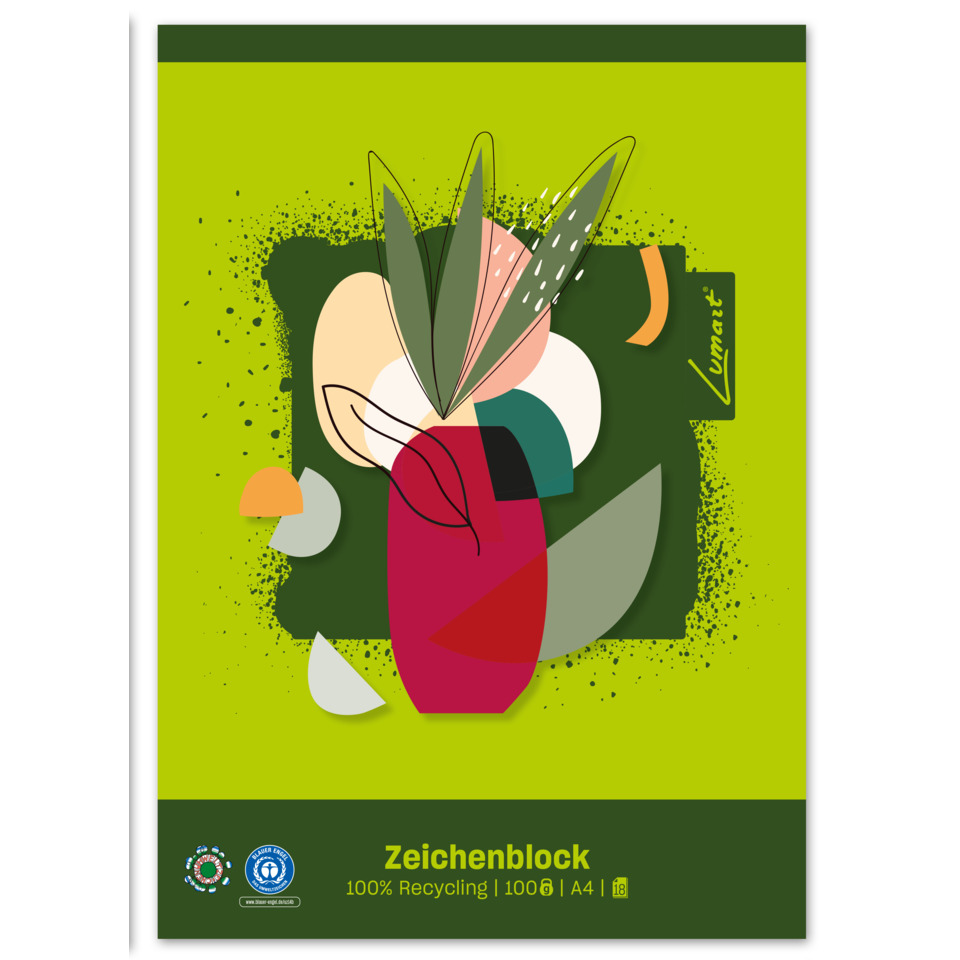 Kunst-Poster, Abstrakte Kunst, Grün, Blattmotiv, Zeichenblock