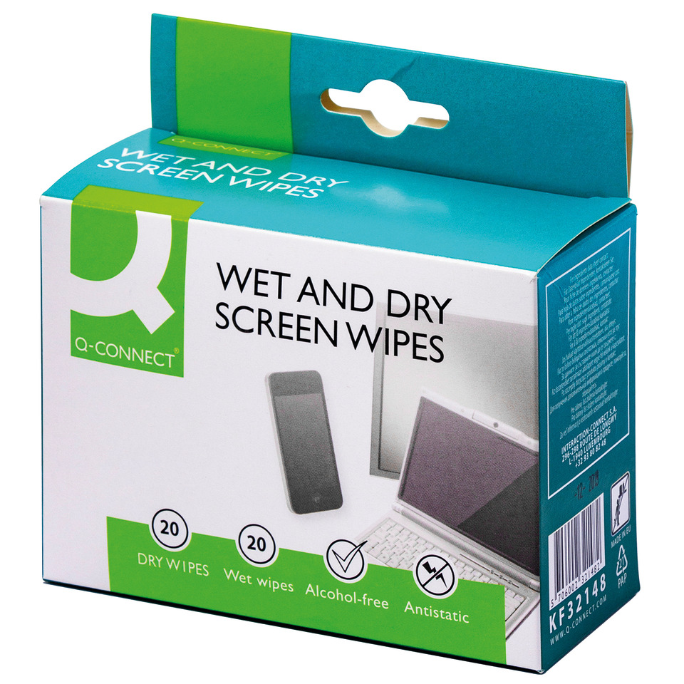 screen wipes, nassreinigungs­tücher, alkoholfrei, antistatisch, Laptop-Bildschirm