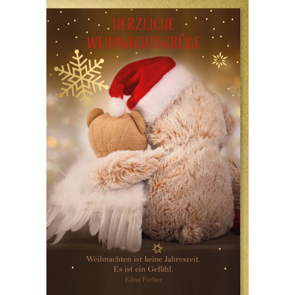 Teddy Bär, Santa Hut, Engel Flügel, Plush Spielzeug, Weihnachtskarte