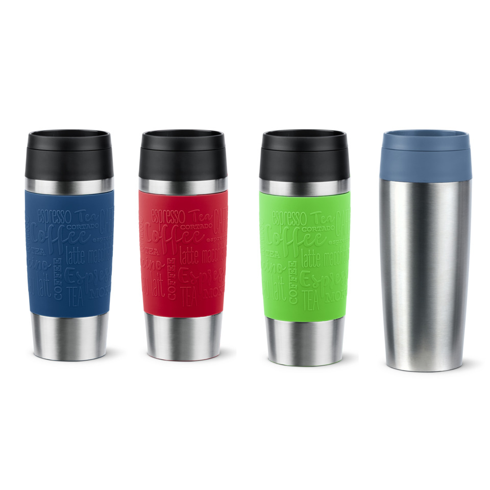 Travelbecher, Thermobecher, Edelstahl, bunter Griff, Espresso Becher