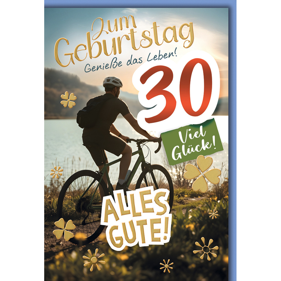 Fahrrad, Radtour, Geburtstagskarte, 30 Jahre, Gratulation