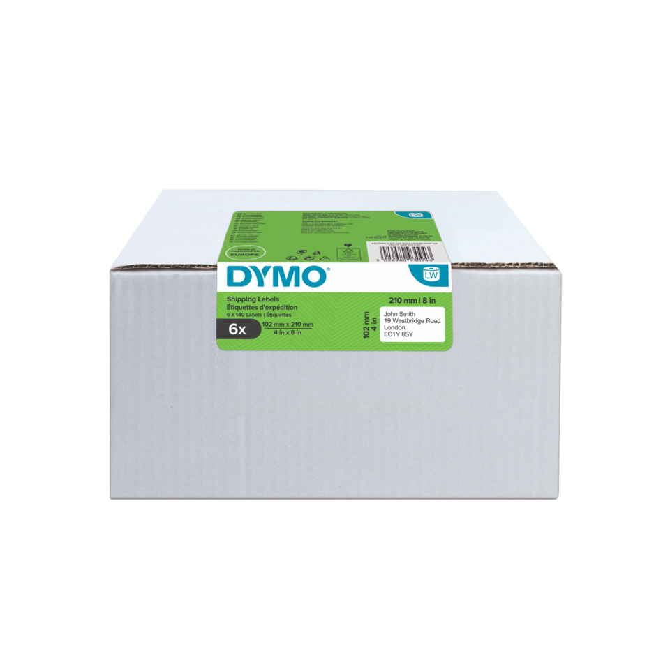 Shippingetikett, Etikettenrolle, Weiße Box, Dymo, 210 mm