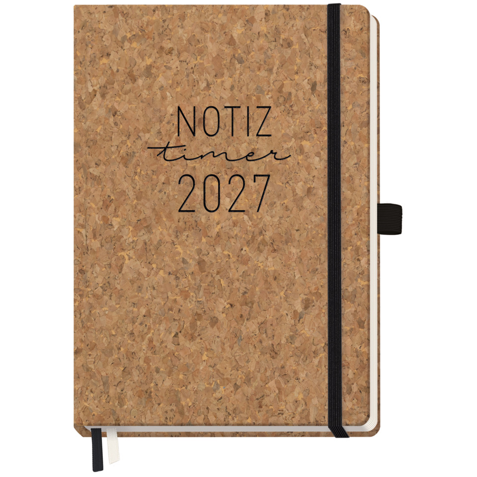 Notizbuch, Kork, Karton, Gurtband, Jahresplan