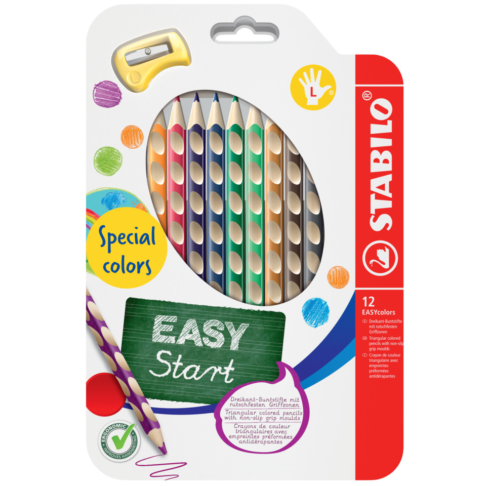 Bunte Stifte, Bleistifte, 12 Farben, Dreikantig, Spitzer