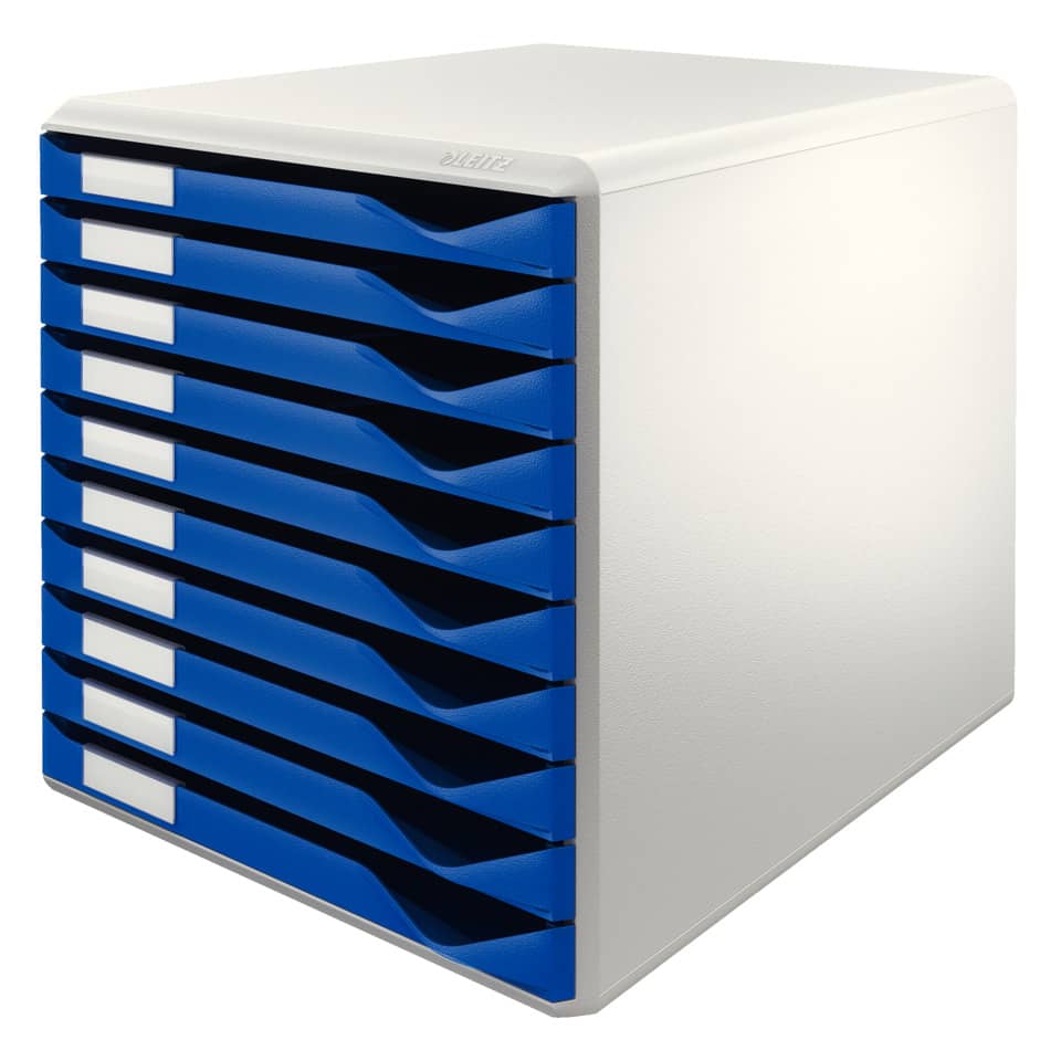 Schubladenaufbewahrung, blaue Schubladen, kompakte Schalteinheit, Organisationsschrank, mehrfachschublade