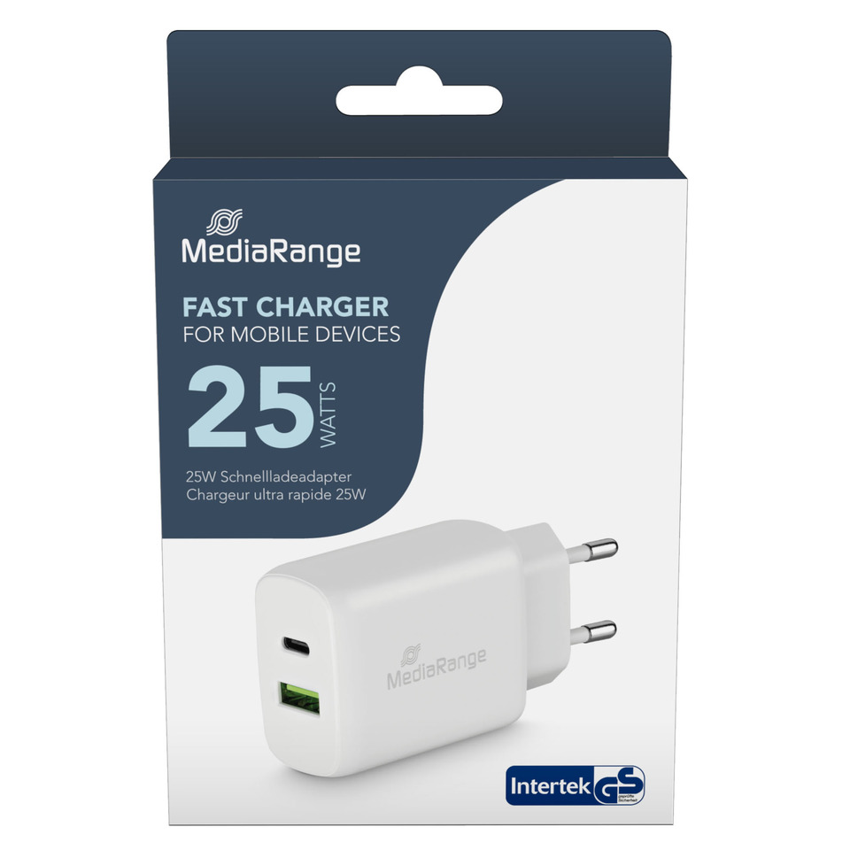 Schnellladegerät, USB-C, Wandladegerät, 25 Watt, MediaRange