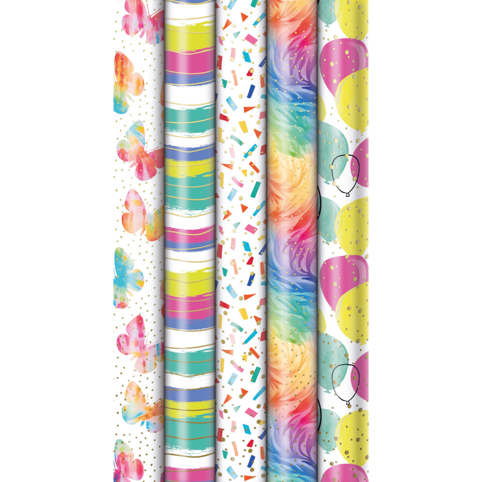 Geschenkband, Partydekoration, Konfetti, Ballons, Rollenband