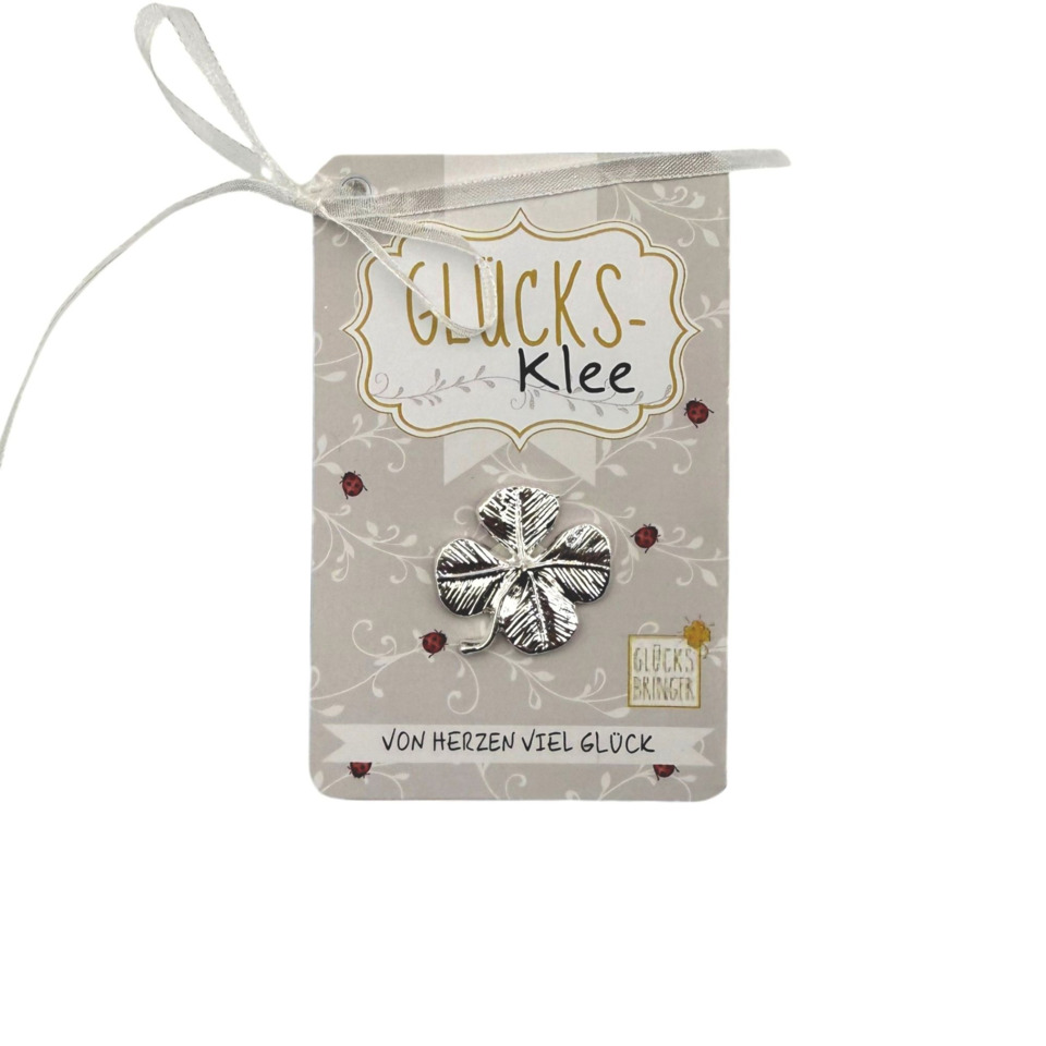 Glücks-Klee, Anhänger, Vierblatt, Pflanzenmuster, Geschenkverpackung