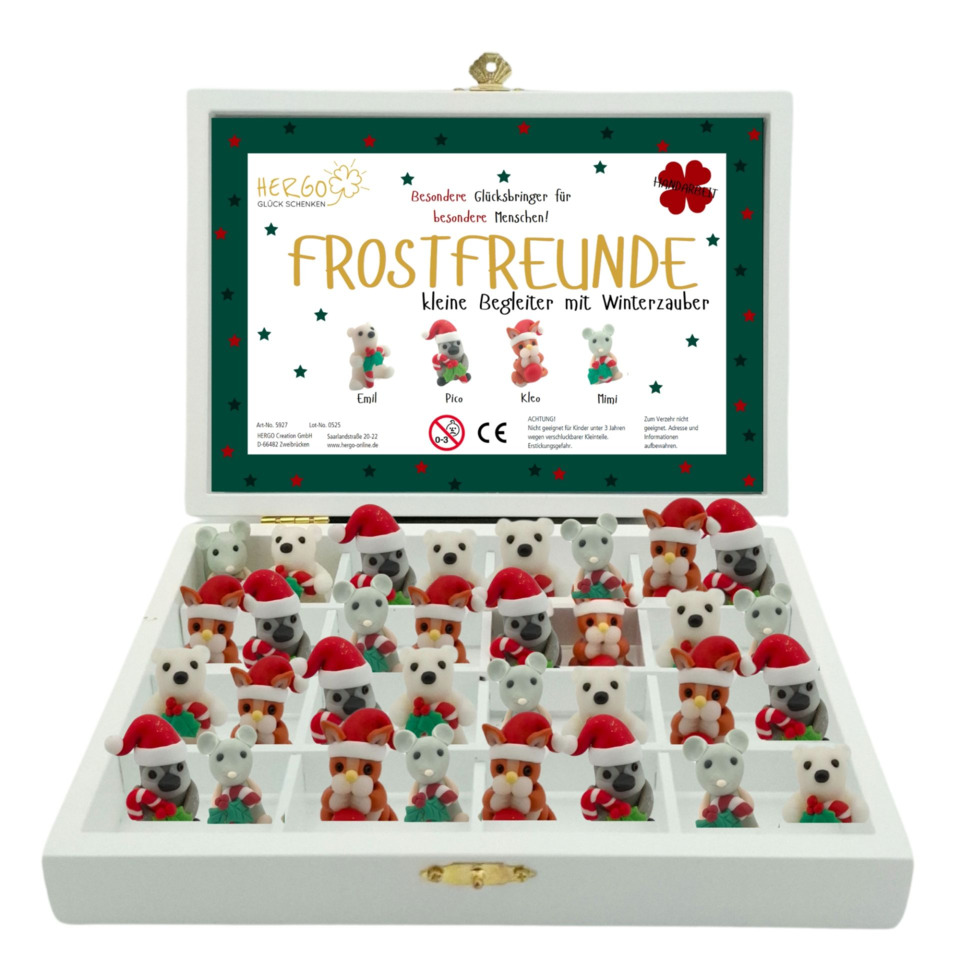 Weihnachtsfiguren, Schaf/Maus/Tierfiguren, Miniature Figuren, Schachtel mit Figuren, Winterzauber
