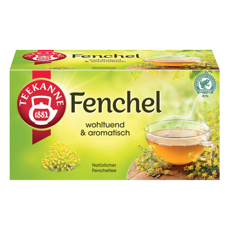 Fencheltee, Kräutertee, Naturtee, Teebeutel, Packung grün