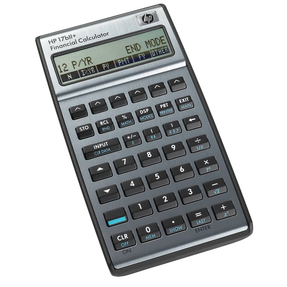 Taschenrechner, Finanzrechner, HP, 14-stufiges Display, Gehäuse aus Metall