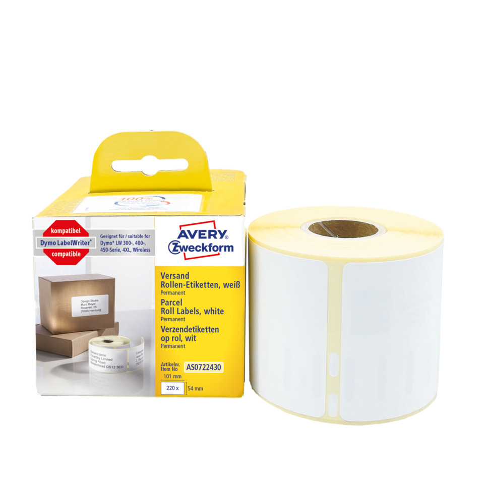 Etiketten, Rollenetiketten, Weiße Etiketten, Parcel Labels, Dymo-kompatibel