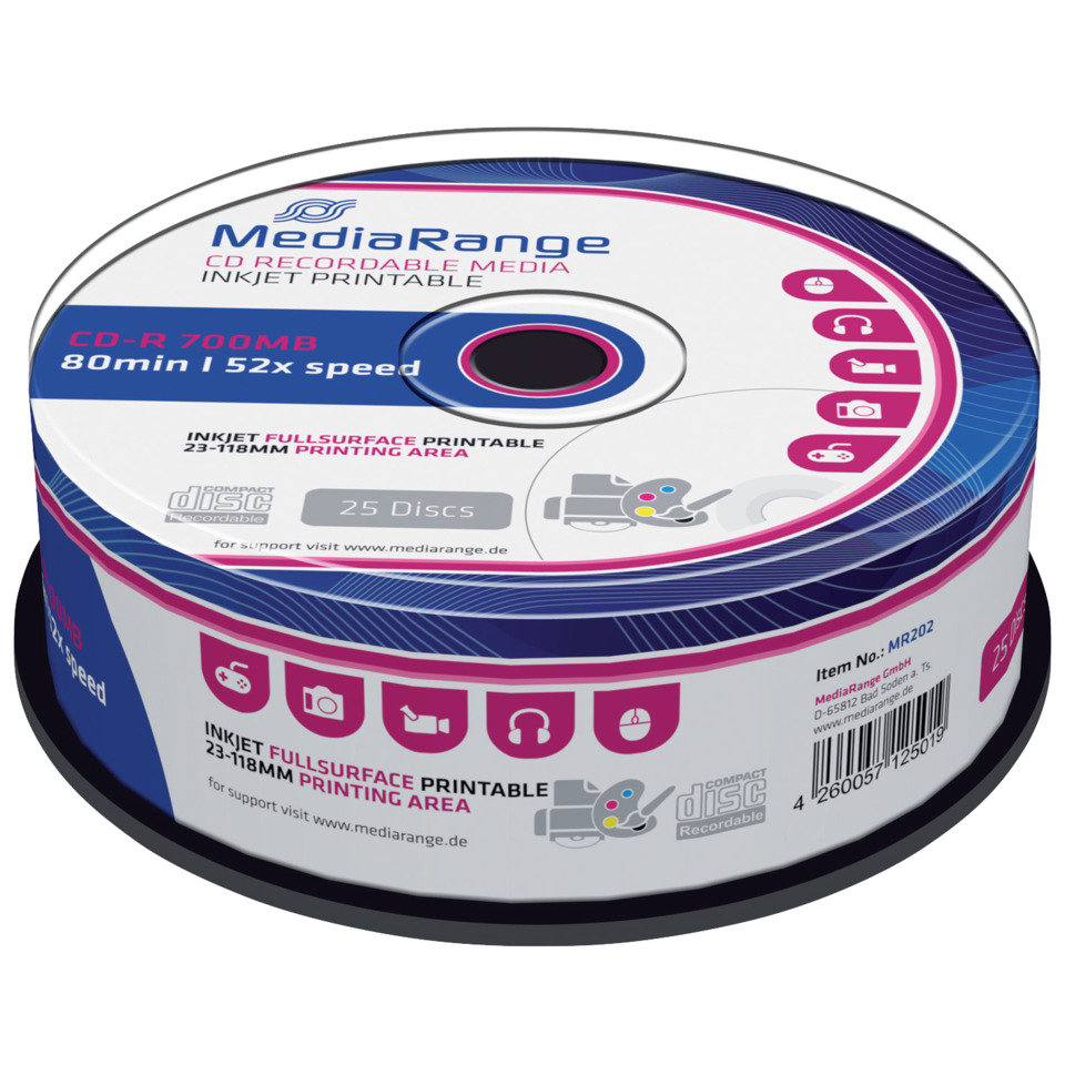 CD-R, 80min, 52x speed, Fullfläche, Druckbar