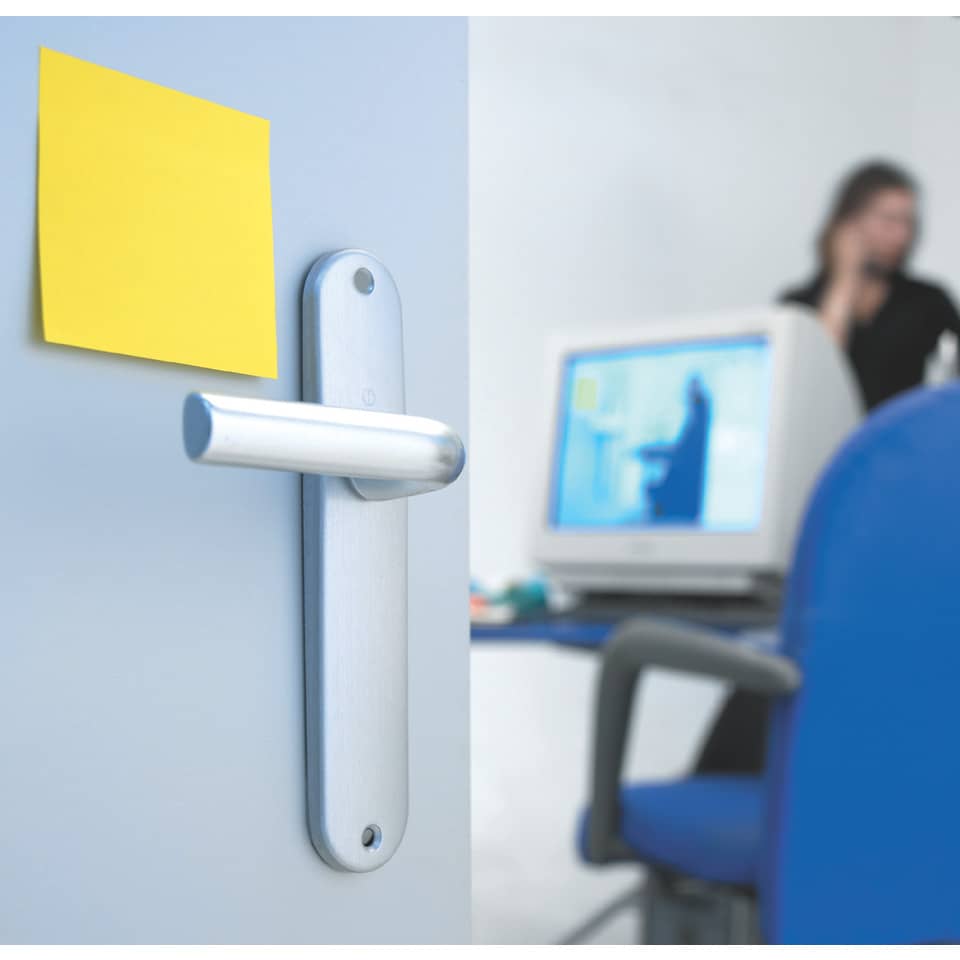 Tür, Türgriff, Büro, gelber Zettel, Computerbildschirm