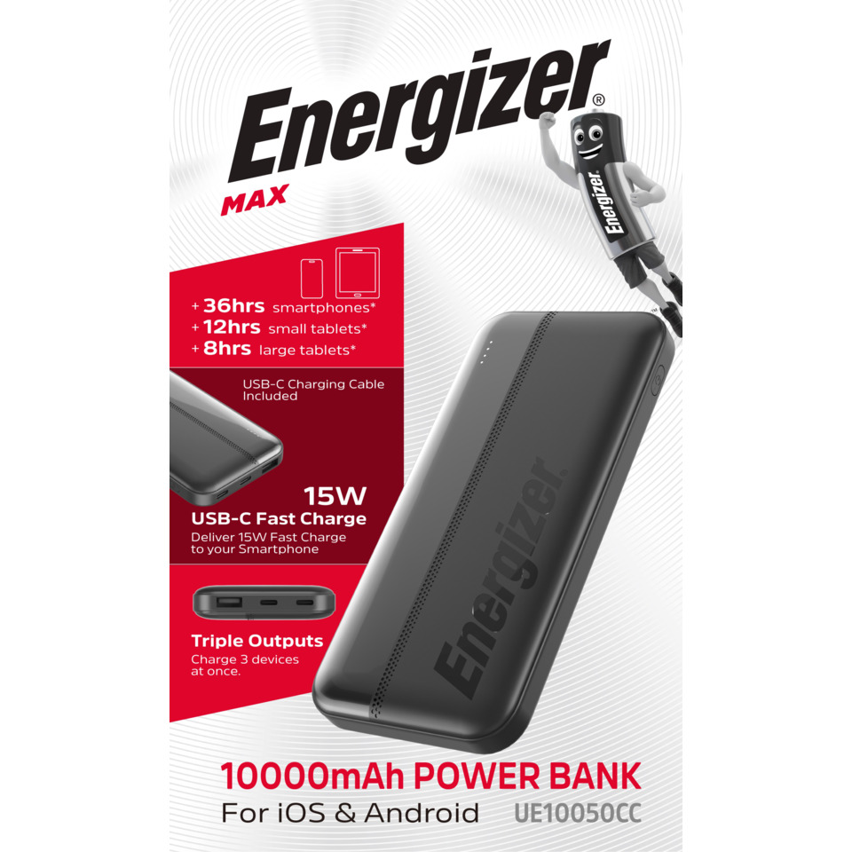 Power bank, 10000mAh, USB-C, Schnellladung, Dreifache Ausgänge