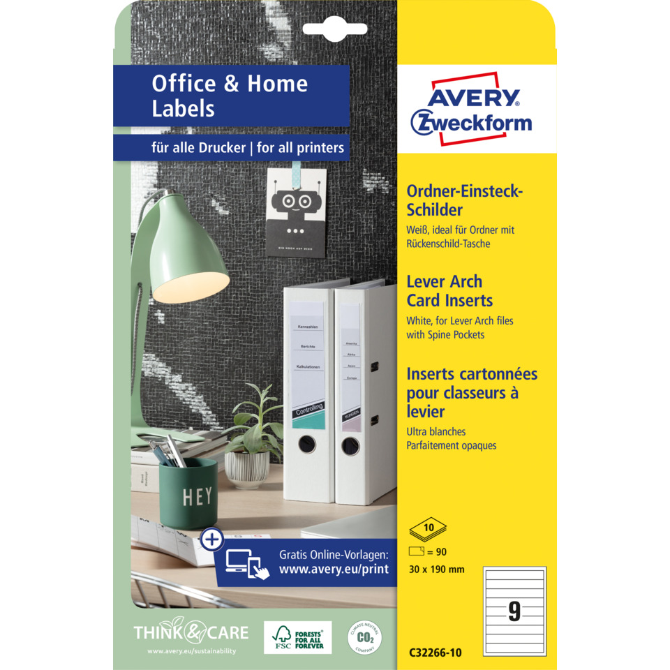 Ordner-Inserts, Card Inserts, Avery, Leuchte, Bürobedarf, Ordner-Einsteck-Schild, Leiter-Archiv, Kartenschutz, Büro-Ordner, Labels-Deckel