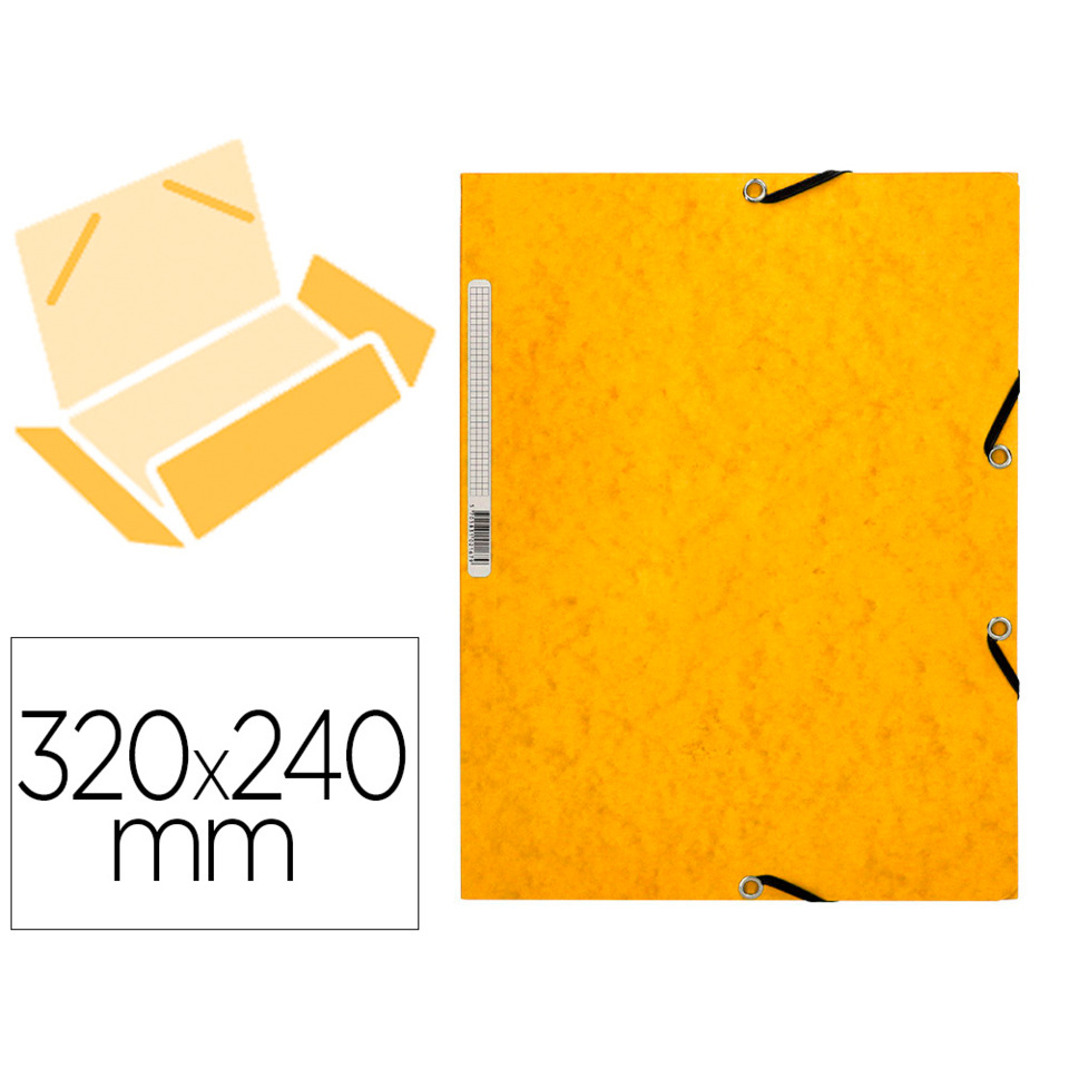 orange folder, ring binder, metal ruler, grommets, dimensions 320x240 mm