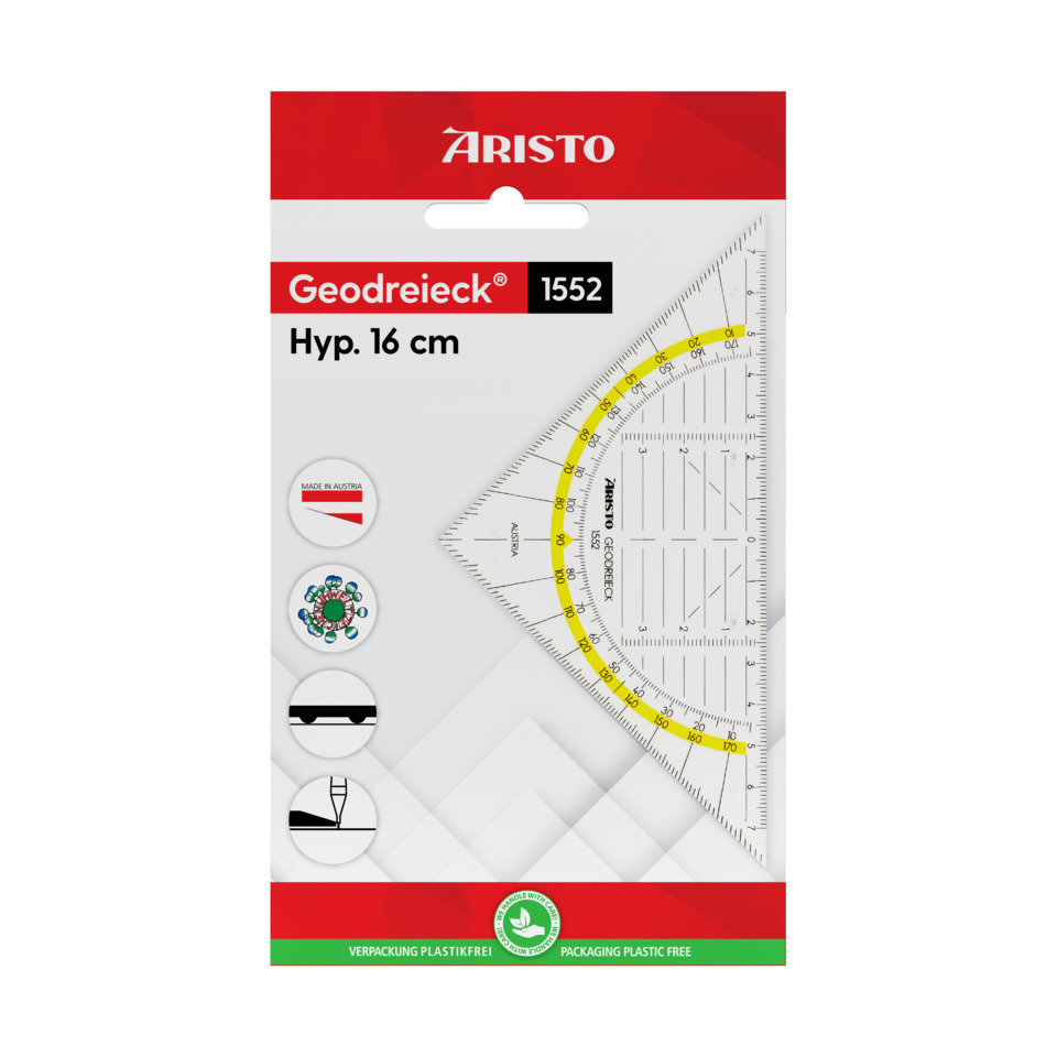 Geodreieck, Lineal, Kunststoff, 16 cm, Geometrie