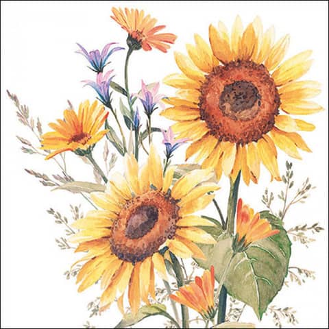 Motivserviette Sonnenblumen, 33 x 33 cm, 3-lagig, 20 Stück AMBIENTE 13317440