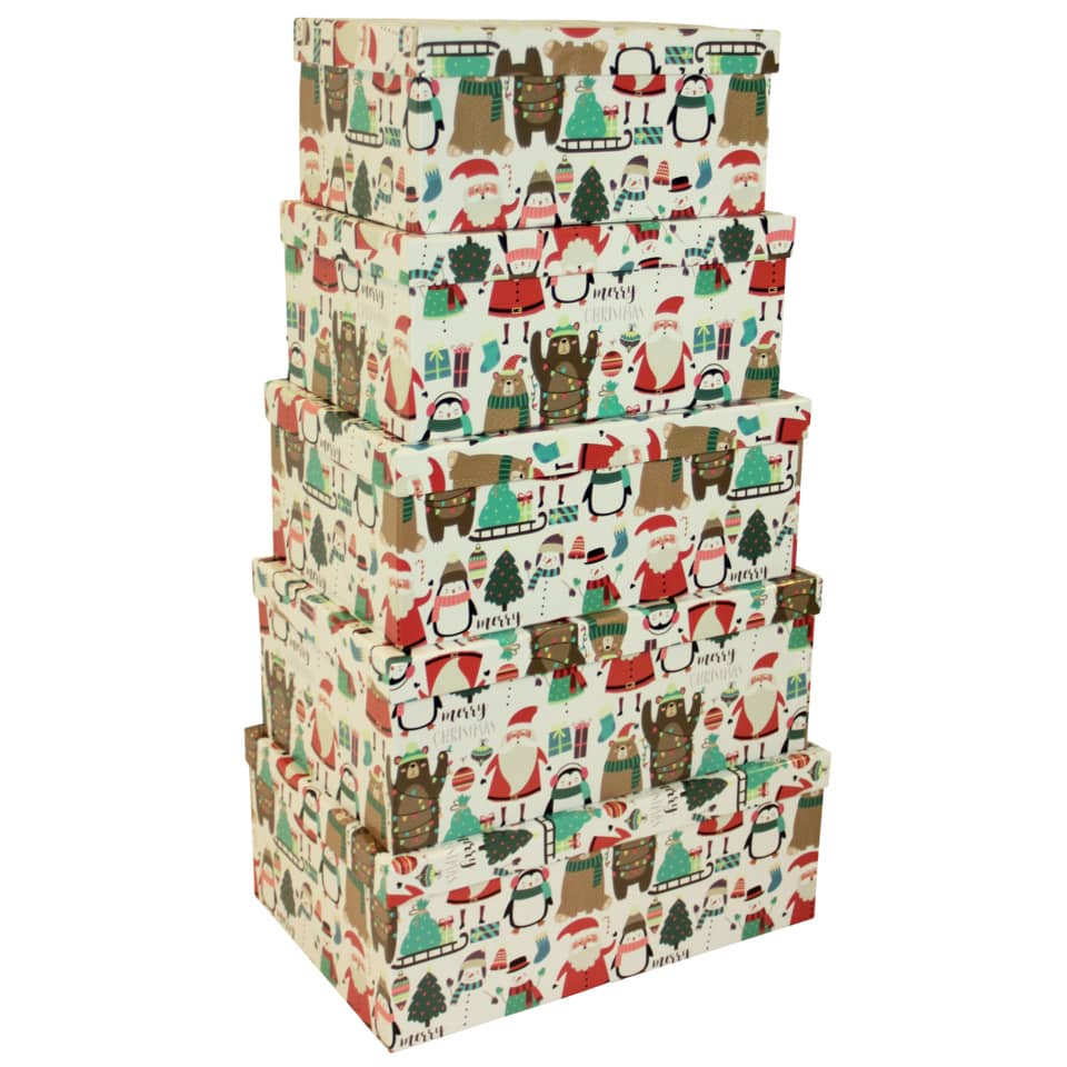 Geschenkboxen, Weihnachten, Weihnachtsmotiv, Pinguin, Tannenbaum