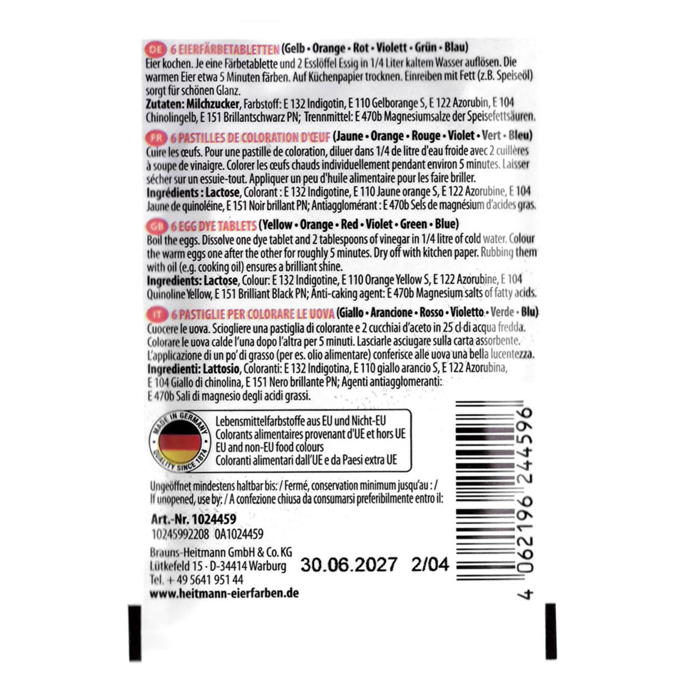 Eierfarbe, Pastellfarben, Lebensmittelfarbe, Farbtabletten, Indikatorfarben
