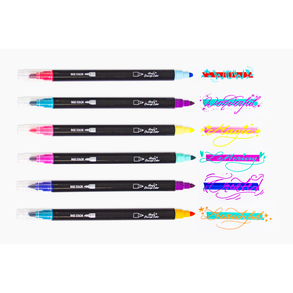 Markerstift, Farbmarkierer, Pinselspitze, Set, Verschiedene Farben