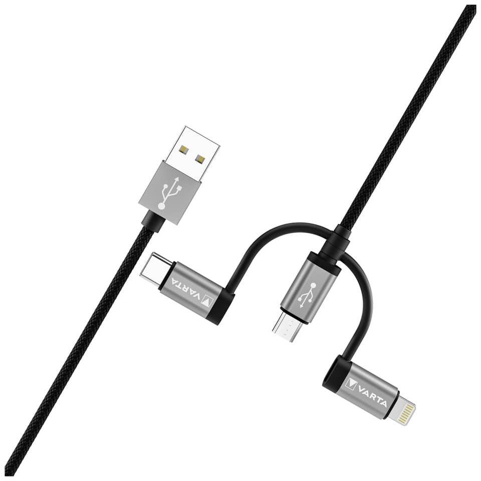USB-Kabel, Kabel mit mehreren Anschlüssen, Geflochtenes Kabel, kompatibel Android/ iOS, Mehrfachanschluss