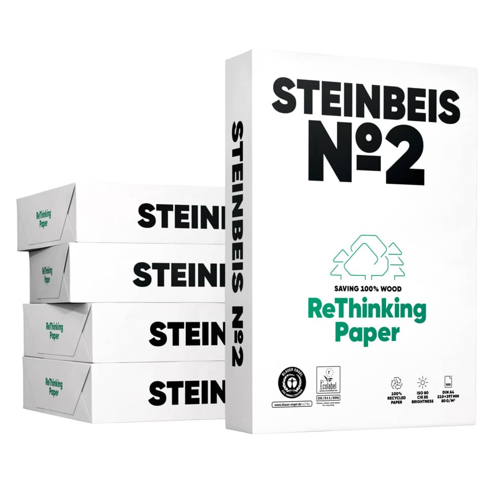 Steinbeis No.2, ReThinking Paper, Büropapier, Recyclebare Verpackung, Wald-/Holzfrei