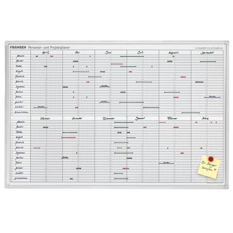 Planungstafel JetKalender, 24 Positionen, 900 x 600 mm, hellgrau FRANKEN JK710