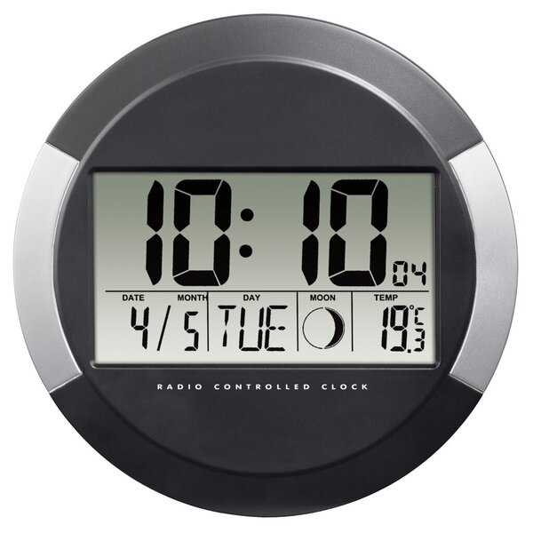 Wanduhr PP-245, Raumtemperatur, LED-Anzeige, schwarz
