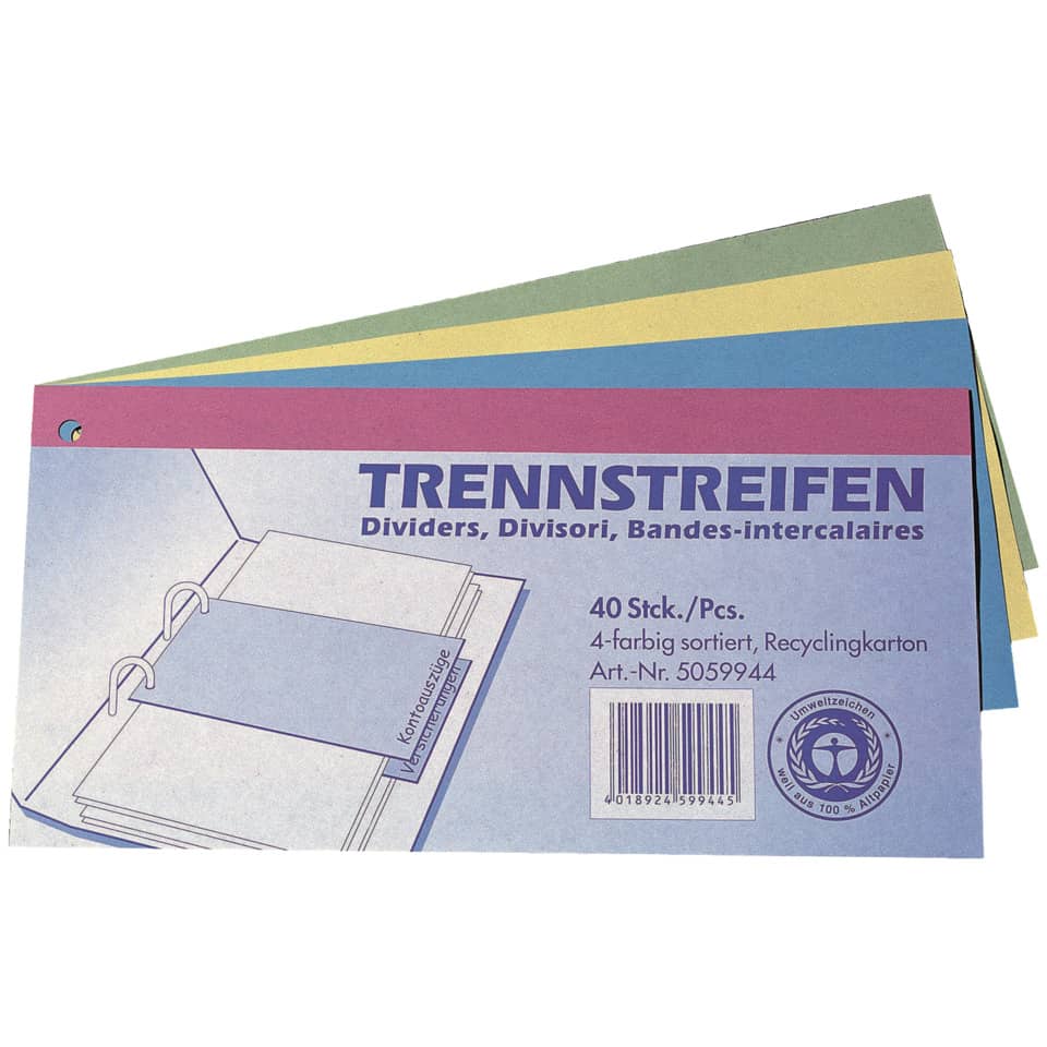 Trennstreifen, Dividers, bunt, Recyclingkarton, farbig