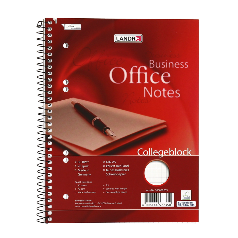 Spiralblock, Notizbuch, Office Notes, Kollegeblock, Ledernote