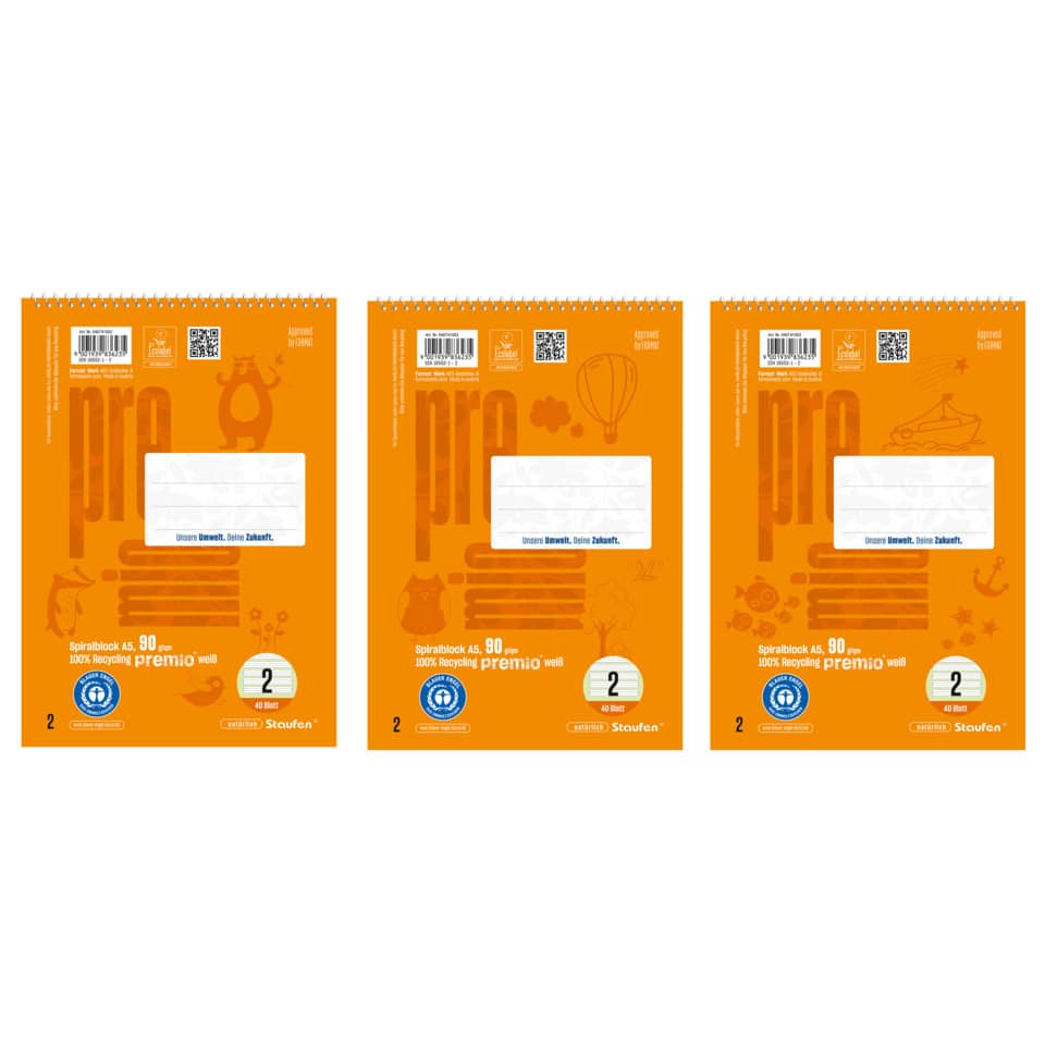 Spiralblock, A5, Pappe, Orangenes Paket, 2 Stück