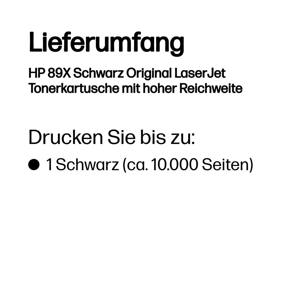 Tonerkartusche, Schwarz, Original LaserJet, HP 89X, Toner