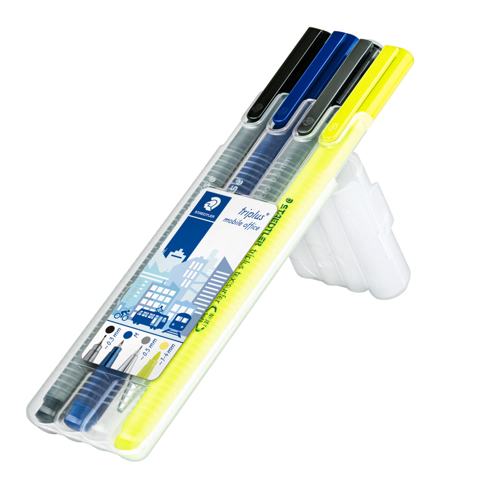Marker-Set, Textmarker, Kugelschreiber, Bürobedarf, Reisetasche