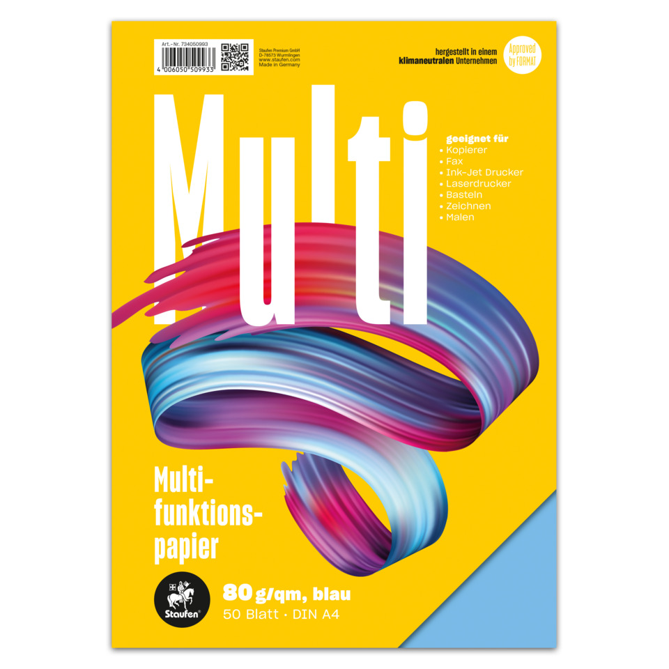 Papier, Multifunktionspapier, DIN A4, 80 g/m², blau