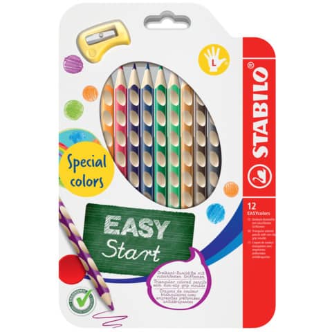 Farbstiftetui EASYcolors, Linkshänder, 12 Stück, sortiert STABILO 331/12-1