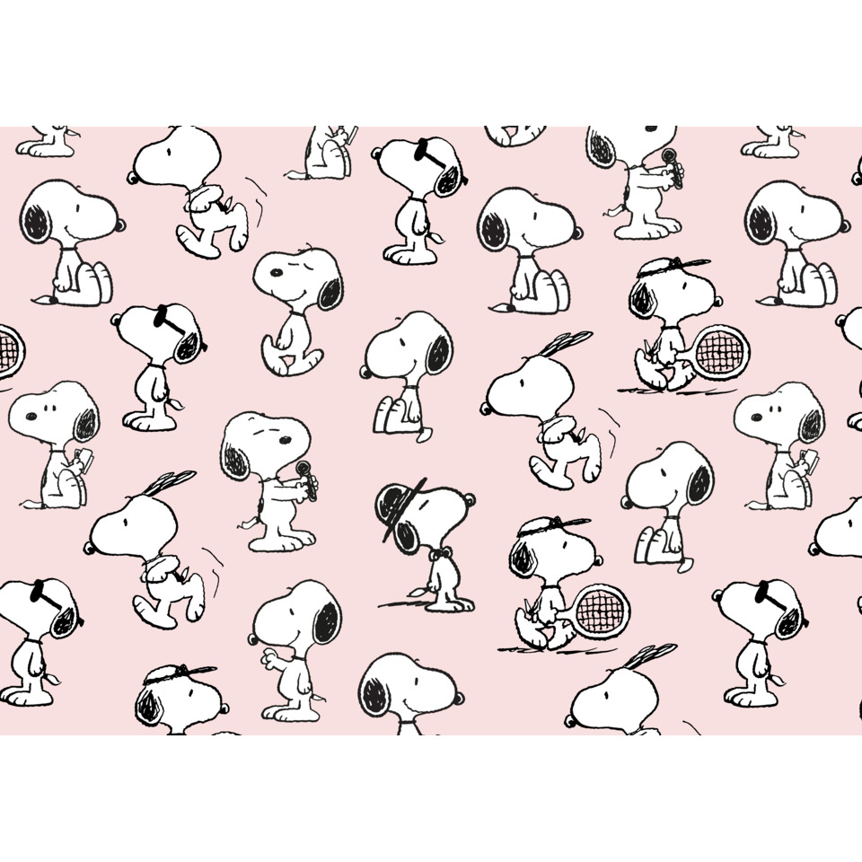 peanutsmuster, Snoopy, Cartoonmuster, rosa Hintergrund, Hundfigur